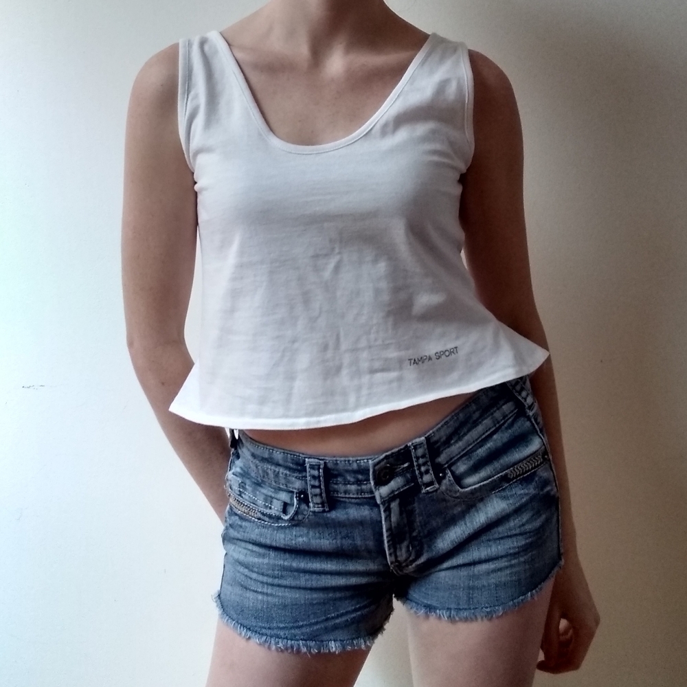 Vintage 80's White Tampa Sport High-Low Tank Top